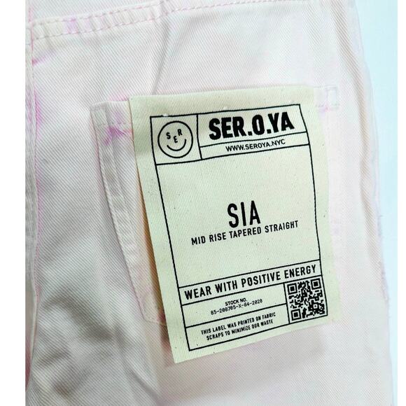 SER.O.YA Sia Distressed Slit Leg Jeans | Bleach Pink | Size 24 | NWT - Picture 7 of 9